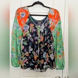 Johnny Was Floral Peasant Top M